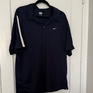 Nike Men's Dark Blue Polo with White Accents